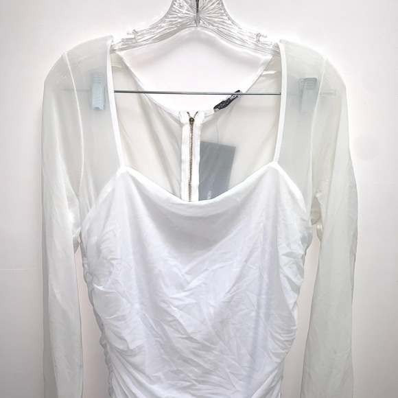 Fashion Nova Ruched White Oh So Fresh Mini Cocktail Dress Size 2X - Picture 5 of 5